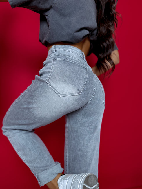 MOM STRETCH pants "VENERA" - LIGHT GRAY AT133-38